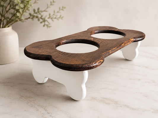 Small Elevated Dog Bone Double Feeder