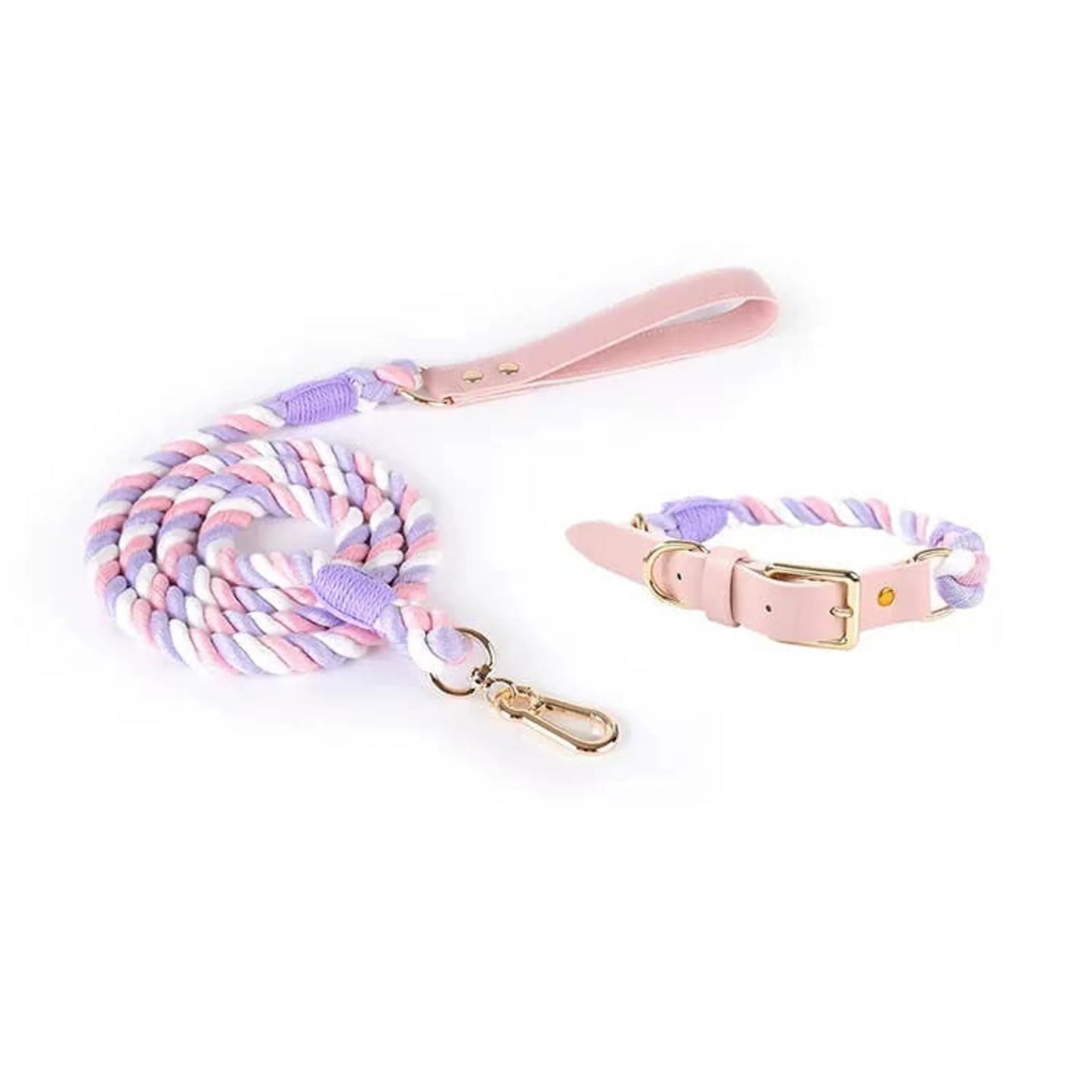 Luxe Royal Leather Rope Leash and Collar Set  - Size:   | Pack Of: 1