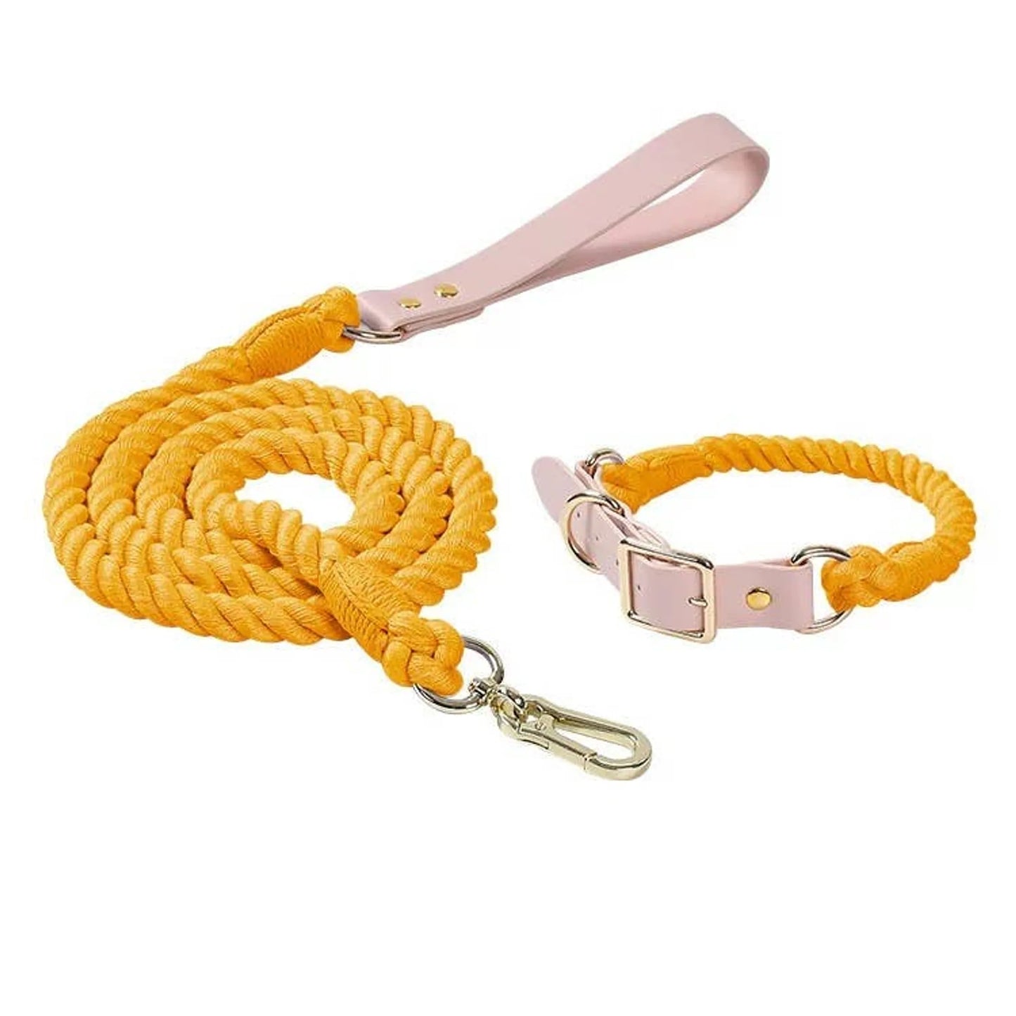 Luxe Royal Leather Rope Leash and Collar Set  - Size:   | Pack Of: 1