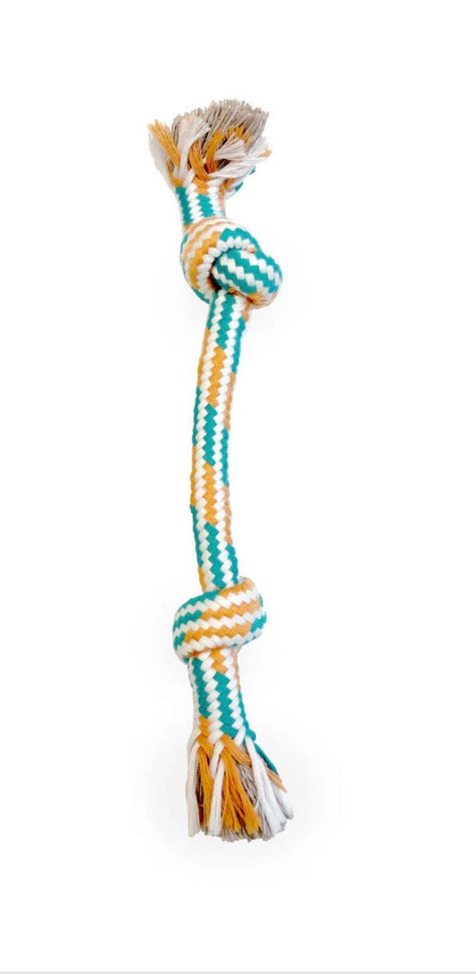 2 - Knot Rope Dog Toy Orange / Teal 8.5" - Buzzy Pet Shop