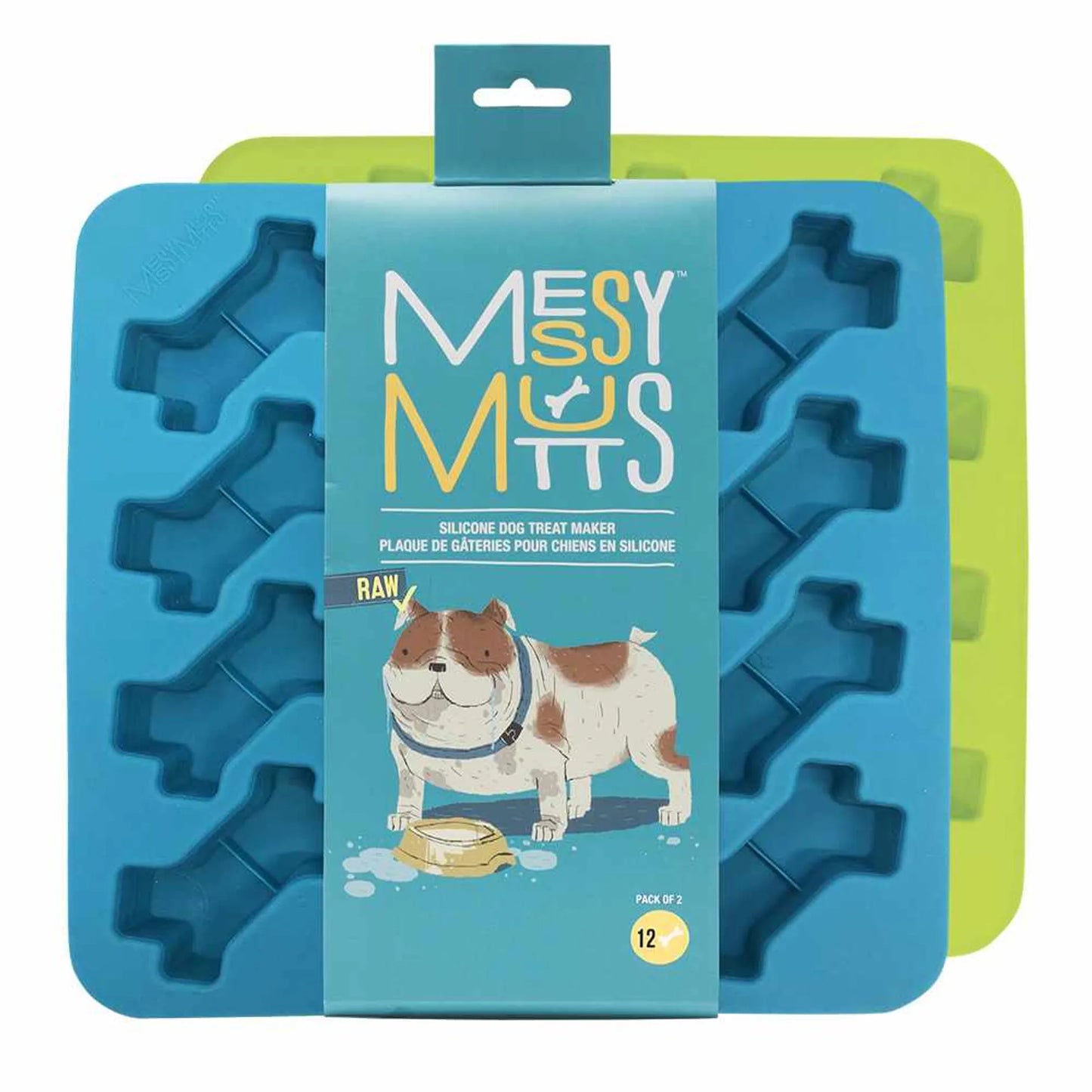 Messy Mutts Silicone Bake & Freeze Dog Treat Makers Bone Shape 2pk