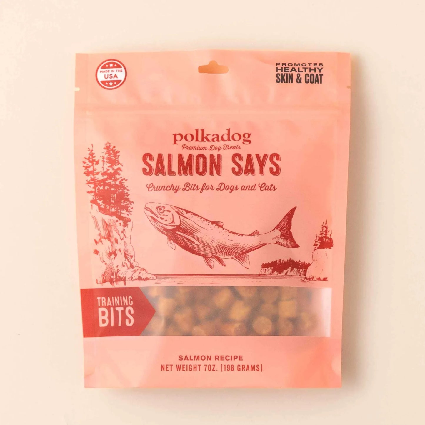 Polkadog Salmon Says Training Bits Crunchy Dog and Cat Treats