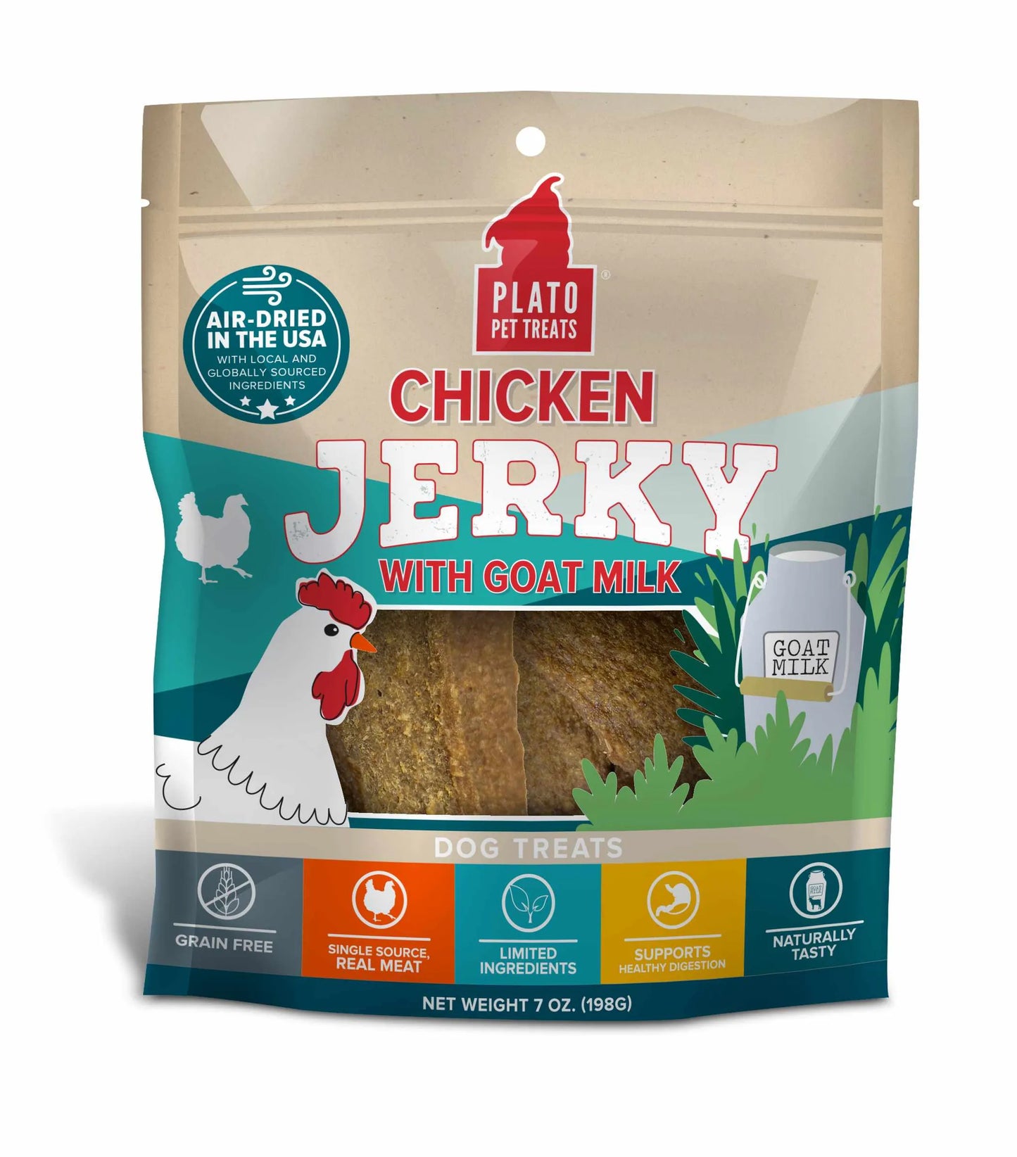 Plato Pet Treats Chicken Jerky with Goat's Milk