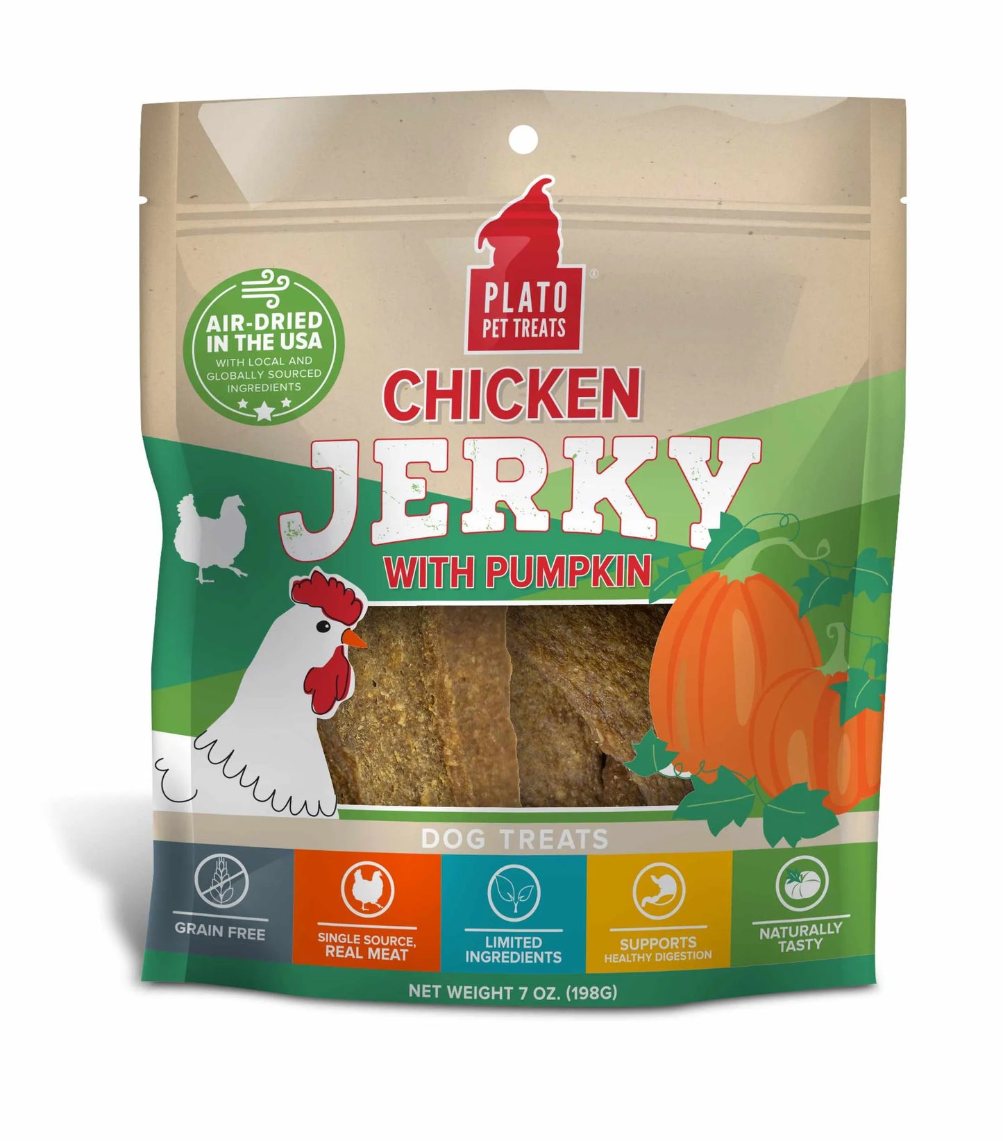 Plato Pet Treats Chicken Jerky with Pumpkin