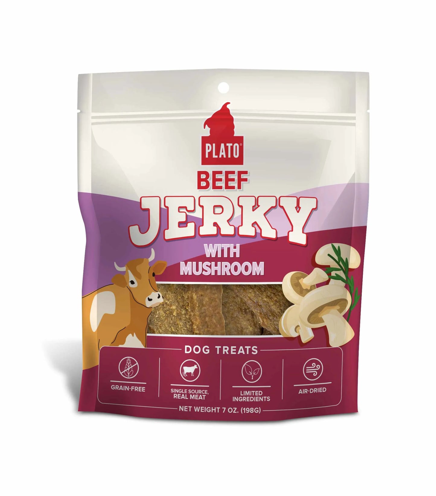 Plato Beef Jerky with Mushroom Dog Treats