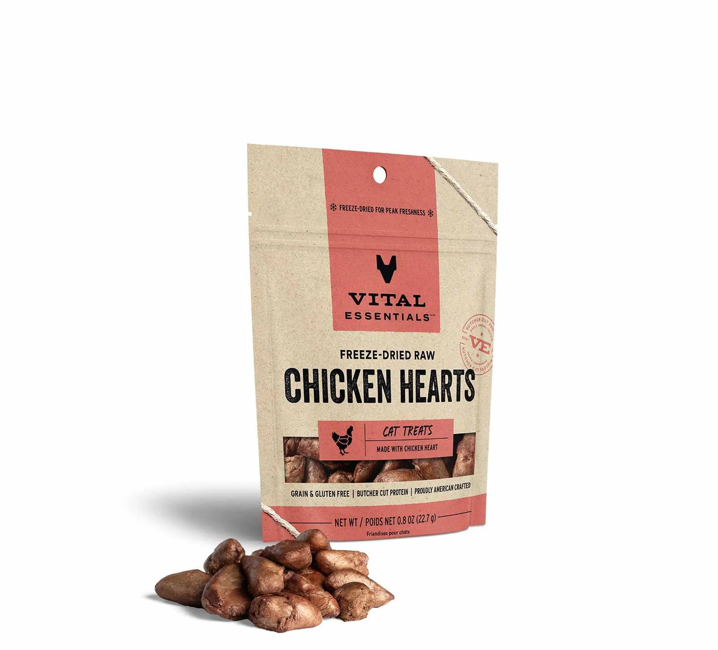 Vital Essentials(R) Freeze-Dried Chicken Hearts Cat Treats, 0.8 oz