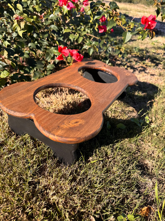 Small Elevated Dog Bone Double Feeder