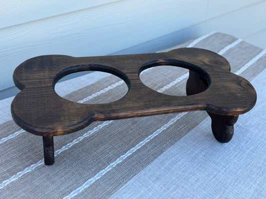 Small Elevated Dog Bone Double Feeder