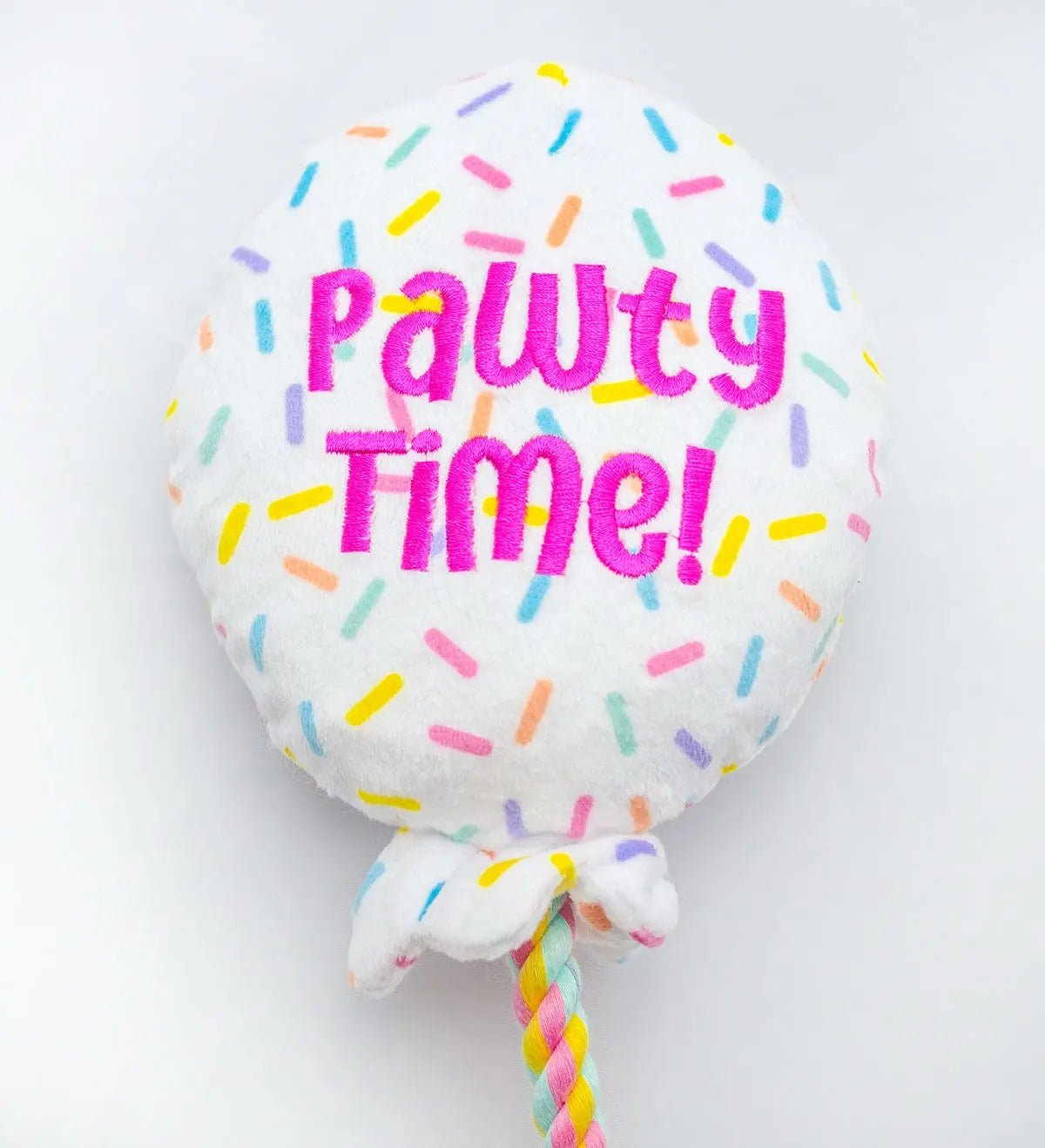 Birthday Balloon Plush Dog Toy with Rope 7" - Buzzy Pet Shop
