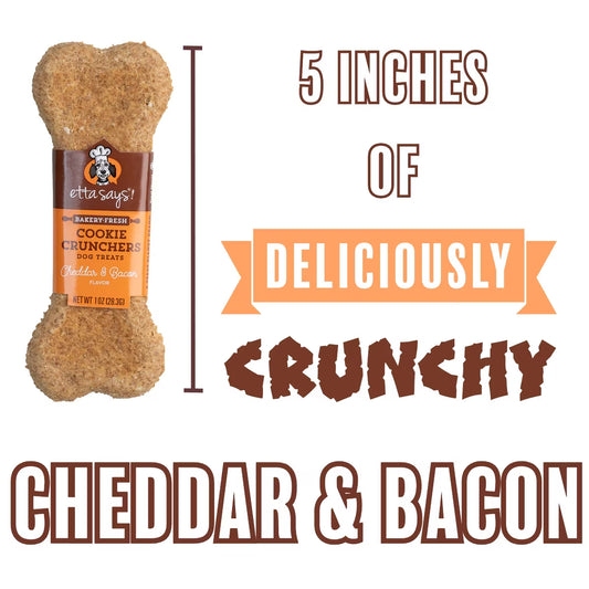 Etta Says! Cookie Crunchers Cheddar & Bacon Biscuit Dog Treat 1oz Individual