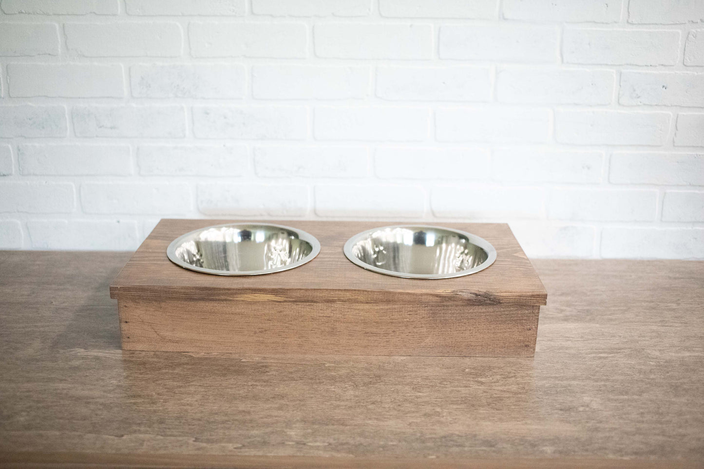 Wooden Pet Feeder with Stainless Steel Bowls,  Raised Dog Food Stand