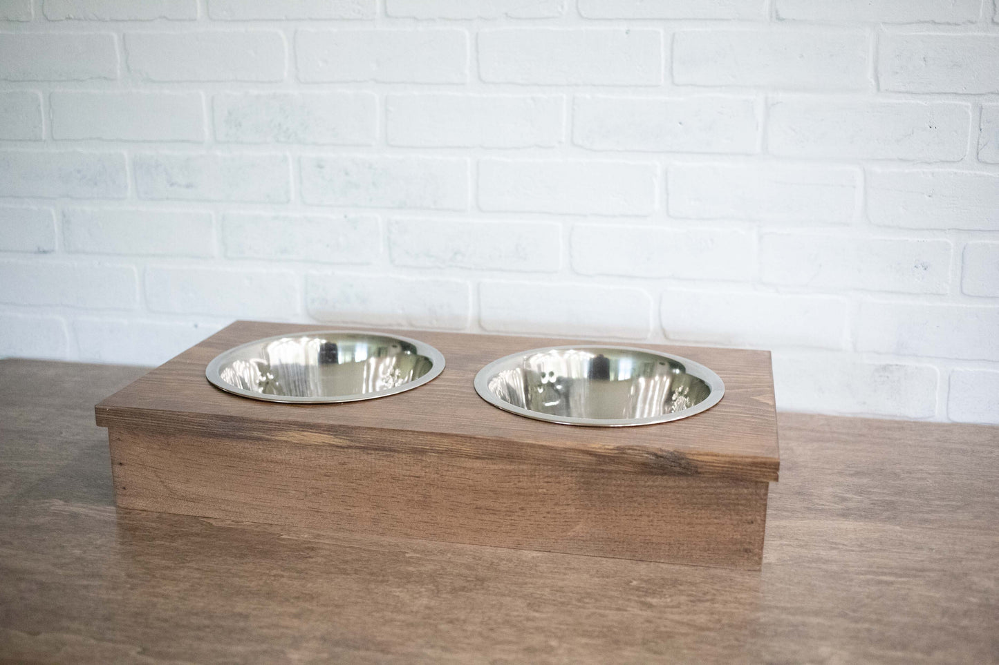 Wooden Pet Feeder with Stainless Steel Bowls,  Raised Dog Food Stand