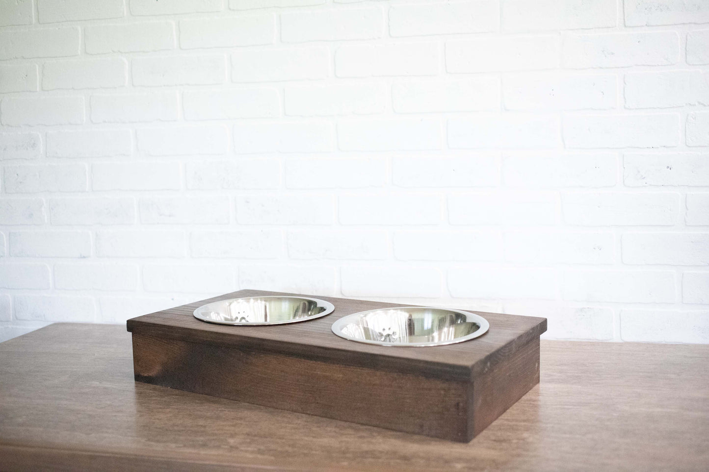 Wooden Pet Feeder with Stainless Steel Bowls,  Raised Dog Food Stand