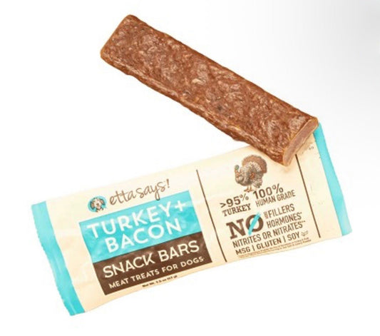 Etta Says! Meat Snack Bar Turkey + Bacon Dog Chew 1.5oz - Buzzy Pet Shop