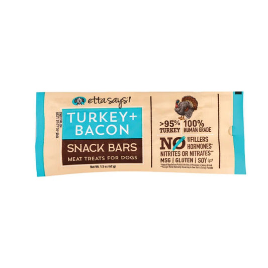 Etta Says! Meat Snack Bar Turkey + Bacon Dog Chew 1.5oz - Buzzy Pet Shop