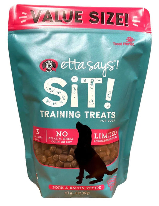 Etta Says! Sit! Dog Training Treats Bacon Recipe Value Bag 16oz - Buzzy Pet Shop