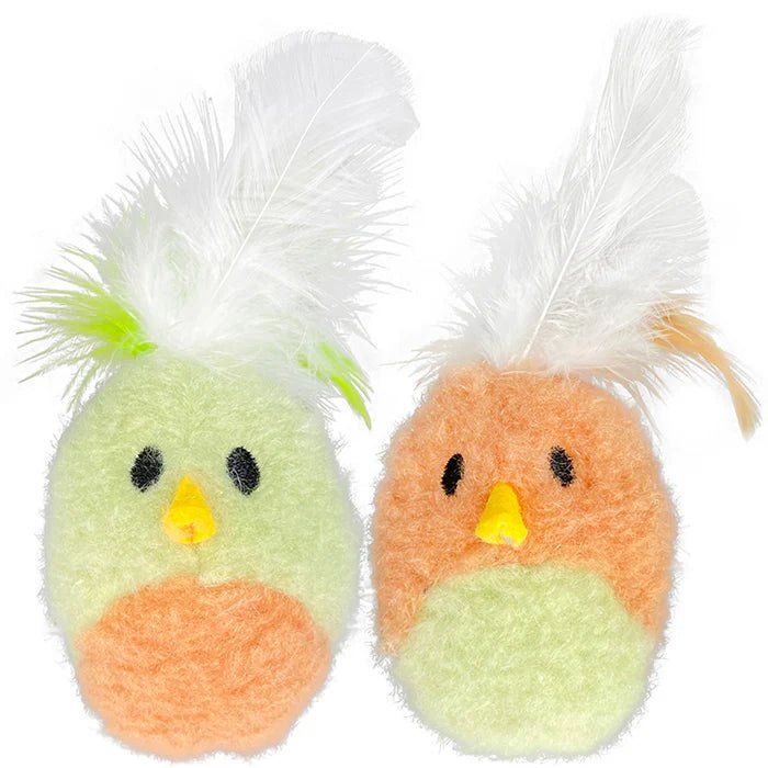 Feather Bird w/ Catnip Cat Toy Assorted Colors 5" 2pk - Buzzy Pet Shop