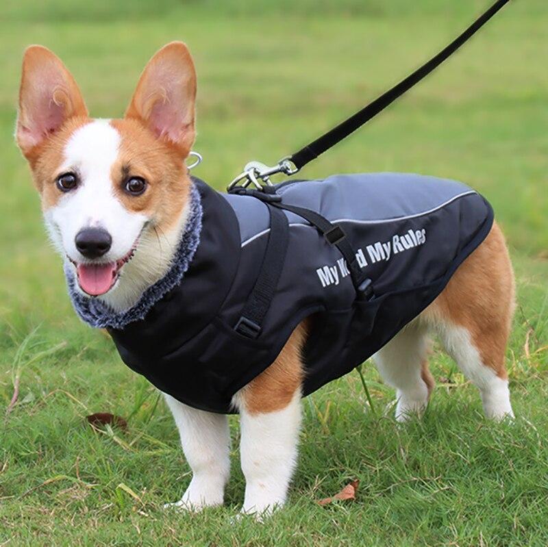 Thick Dog Coat Clothes Reflective Dogs Harness Clothes Vest Waterproof