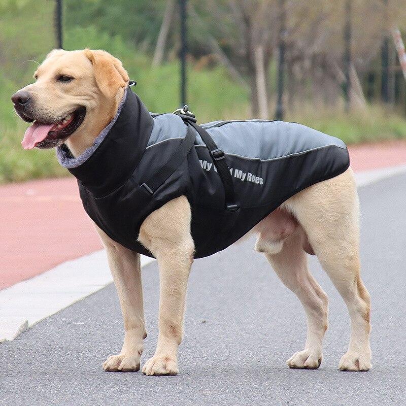 Thick Dog Coat Clothes Reflective Dogs Harness Clothes Vest Waterproof