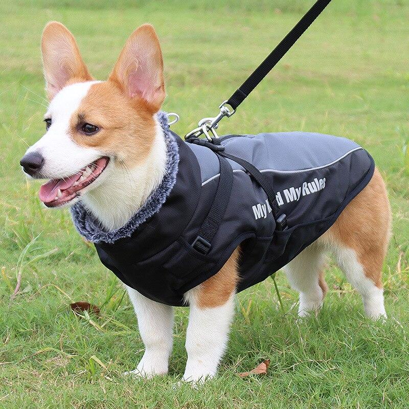 Thick Dog Coat Clothes Reflective Dogs Harness Clothes Vest Waterproof