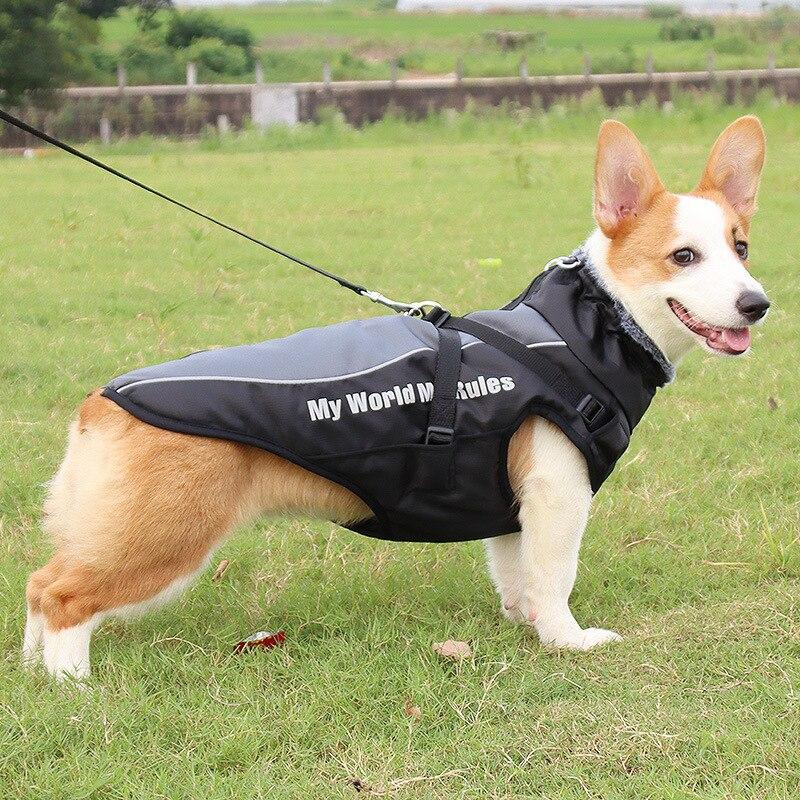 Thick Dog Coat Clothes Reflective Dogs Harness Clothes Vest Waterproof