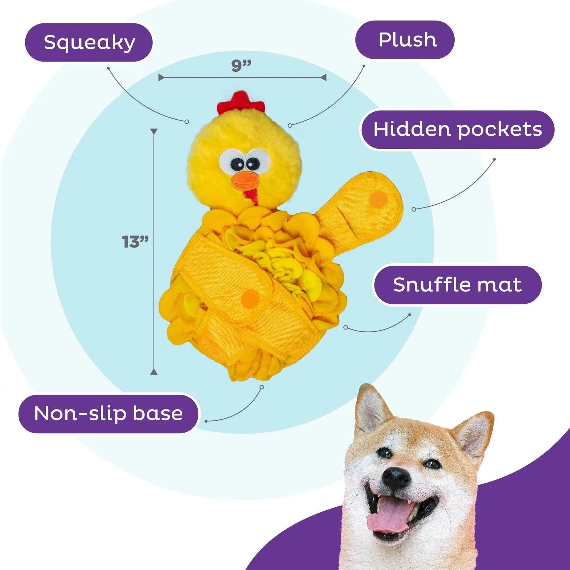 Snuffle Palz Chicken Interactive Plush Dog Puzzle Toy Yellow - Buzzy Pet Shop