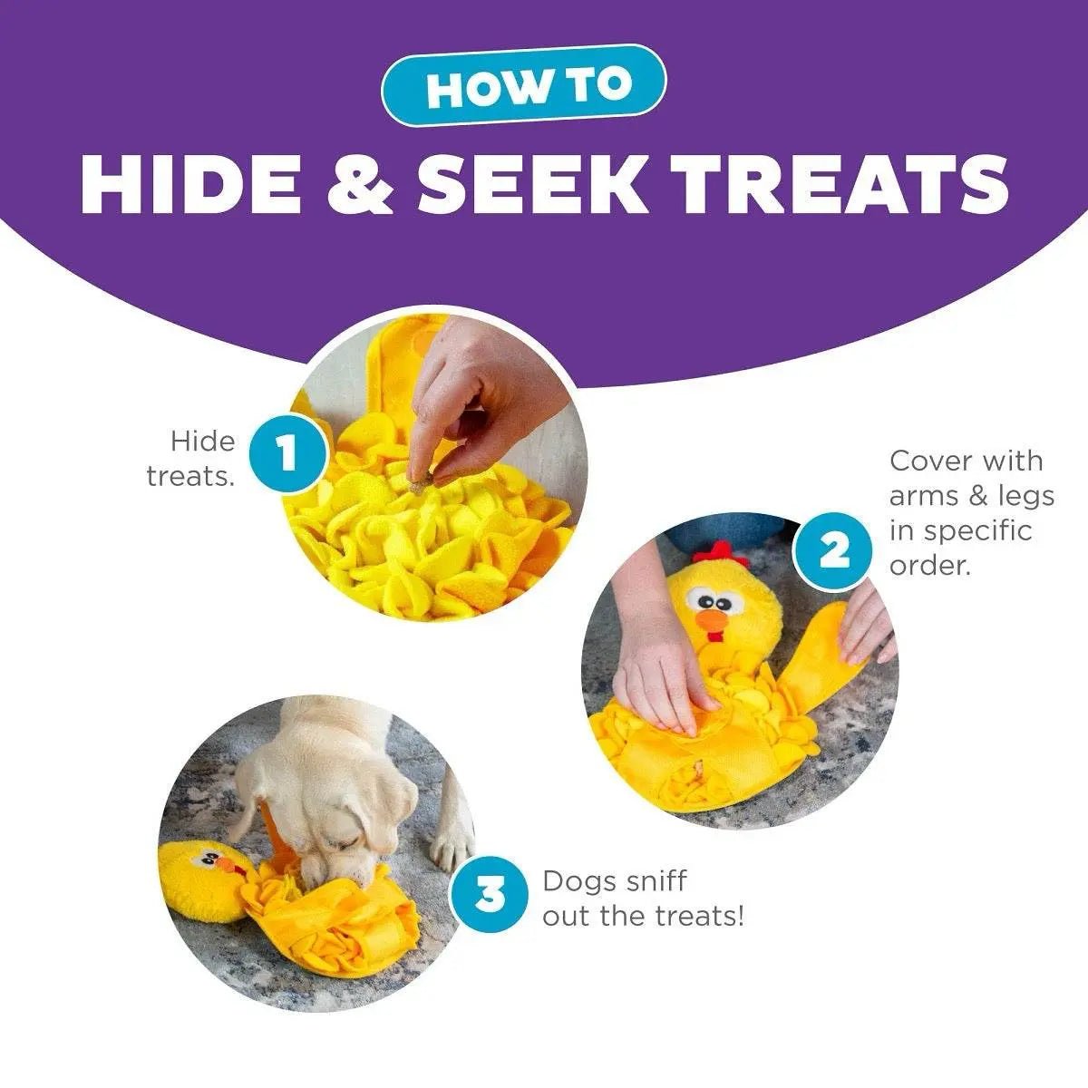 Snuffle Palz Chicken Interactive Plush Dog Puzzle Toy Yellow - Buzzy Pet Shop