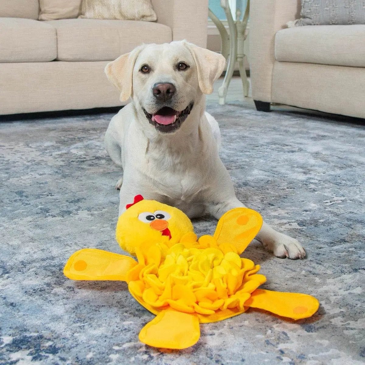 Snuffle Palz Chicken Interactive Plush Dog Puzzle Toy Yellow - Buzzy Pet Shop