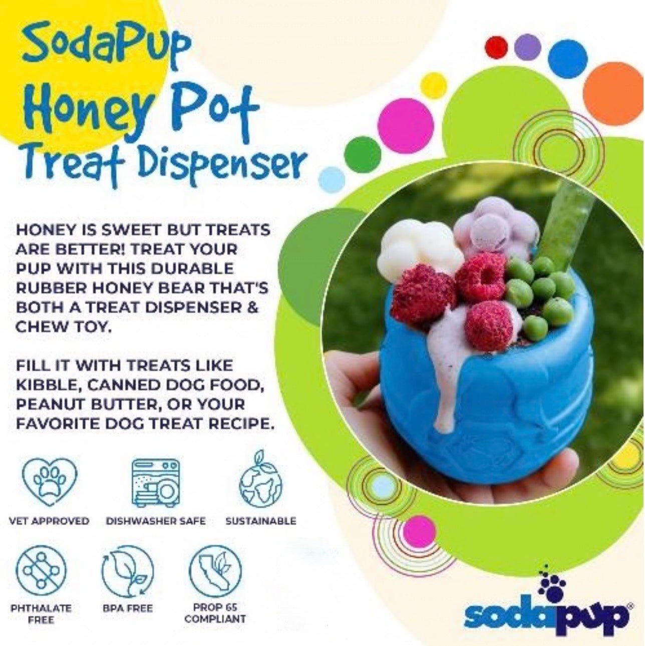 SodaPup PUP - X Honey Pot Rubber Treat Dispenser Large - Buzzy Pet Shop