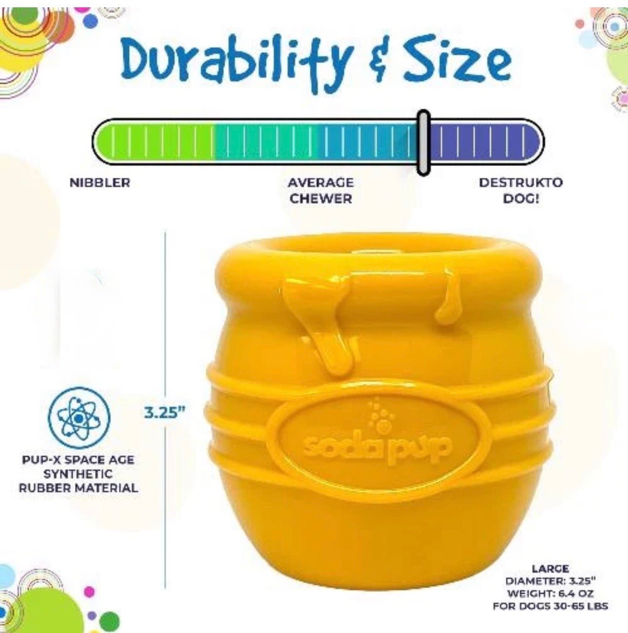 SodaPup PUP - X Honey Pot Rubber Treat Dispenser Large - Buzzy Pet Shop