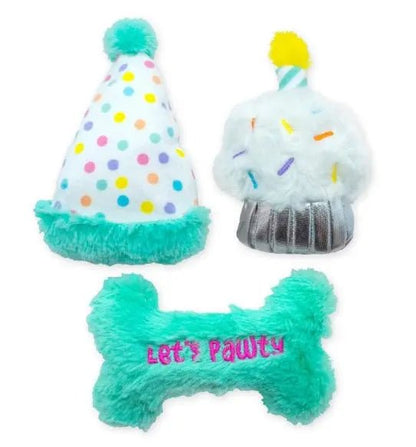 🎉 ThoozyPet Birthday 3pk Small Plush Dog Toys 5.5 🎉 - Buzzy Pet Shop