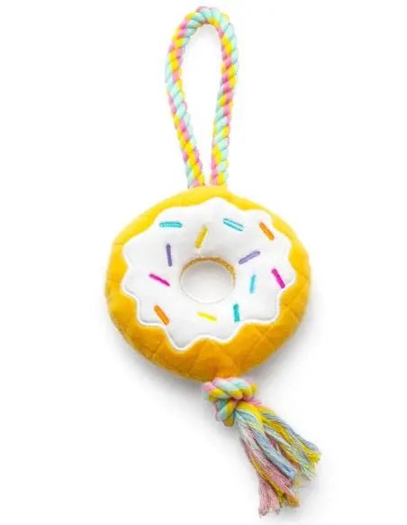 ThoozyPet Birthday Donut Plush Dog Toy with Rope 12" - Buzzy Pet Shop