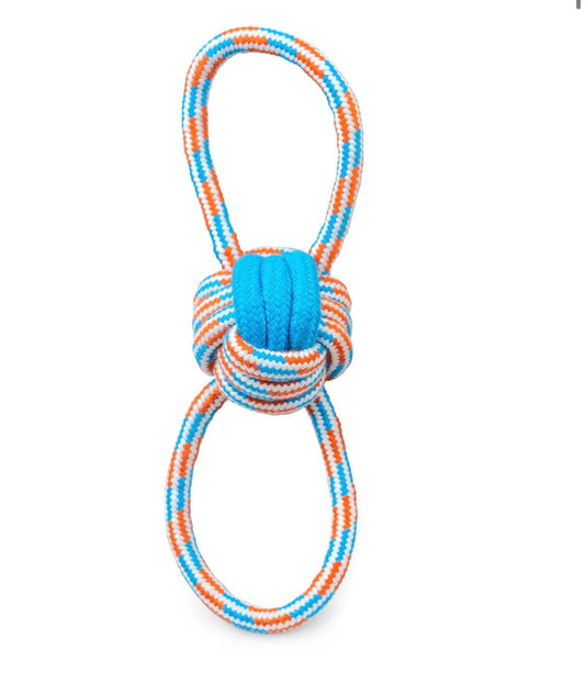 ThoozyPet Figure 8 Knot Ball Rope Dog Toy Orange / Teal 11.5" - Buzzy Pet Shop